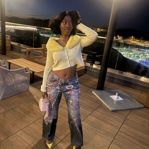 Imprinted chain Jeans